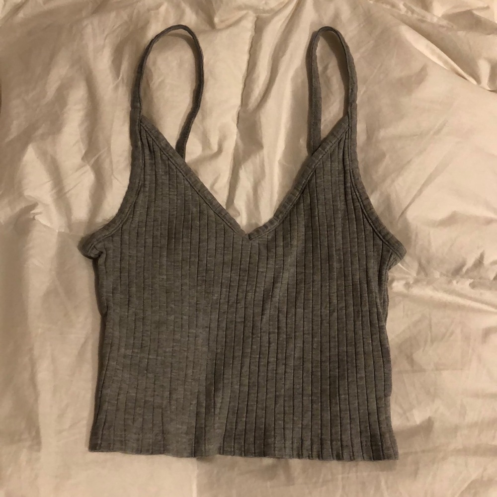 Ribbed Cropped V-Neck